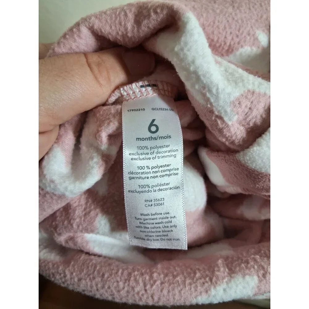 Carters Fleece Pajamas Bunnies Baby Infant Girls 6 Months Pink